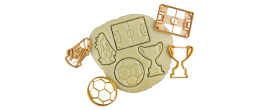 Thème Football - Terrain, Coupe, Ballon de foot, Crampons - Lot d'emporte-pièces