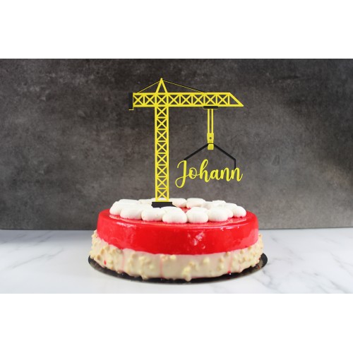 Caketopper Grue de Chantier Personnalisée - Déco Anniversaire Enfant