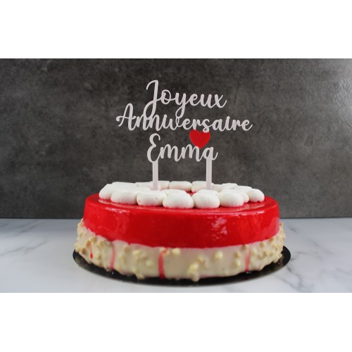 Caketopper Anniversaire Personnalisable - Texte 'Joyeux Anniversaire' - Police 2