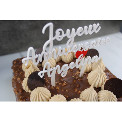 Caketopper Anniversaire Personnalisable - Texte 'Joyeux Anniversaire' - Police 2