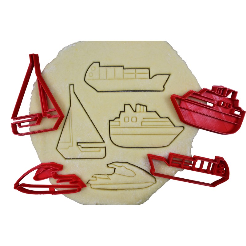 Thème Bateaux - Yacht, Cargo, Voilier, Jetski - Lot d'emporte-pièces Thème Bateaux - Yacht, Cargo, Voilier, Jetski - Lot d'emporte-pièces