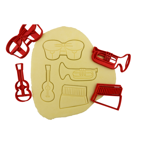 Thème Instruments - Trompette, Guitare, Piano, Tambour - Lot d'emporte-pièces