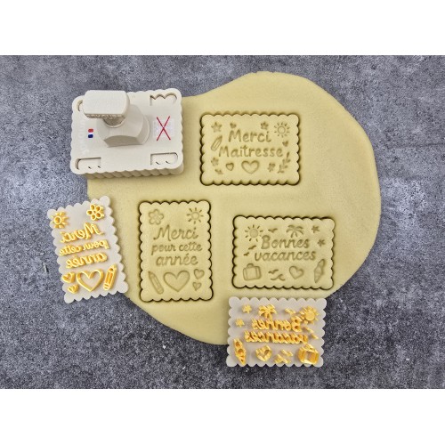 Pivofix - 3 plaques sur le thème fin d'année scolaire - Emporte-pièce à poussoir