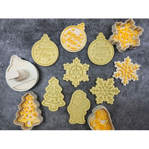 Emporte-pièces de Noël – Lot de 6 designs – Avec poussoir